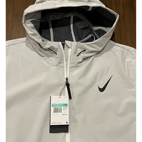Nike Storm Fit Mens Running Jacket Hooded White Gray XL FZ9039 121 Lightweight - Picture 5 of 9